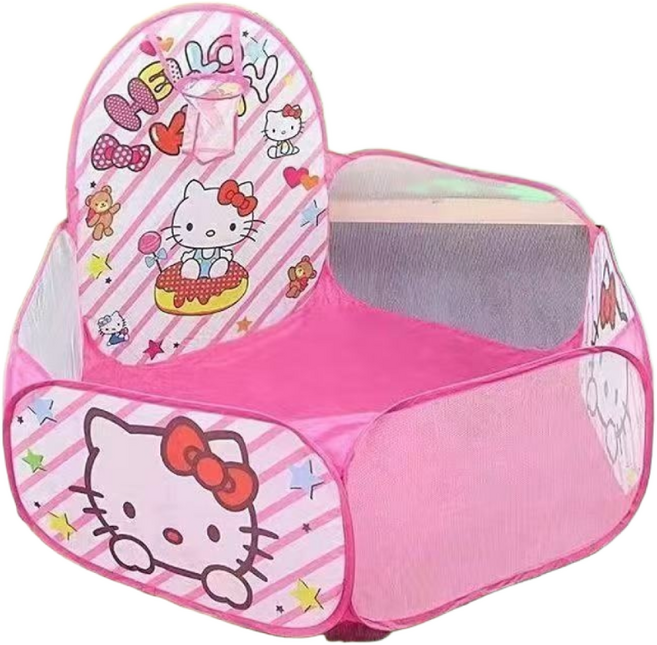 joyoki어린이 오션볼 펜스 텐트 남녀 아기 가정용 실내외 접이식 포포볼 드리블 농구장, 핑크캣 볼풀