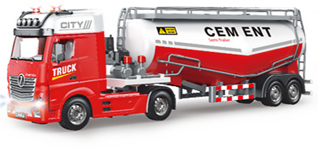 BCT 수송트럭 대형 중장비 자동차 탱크로리 시멘트 운반트럭 장난감, 1개