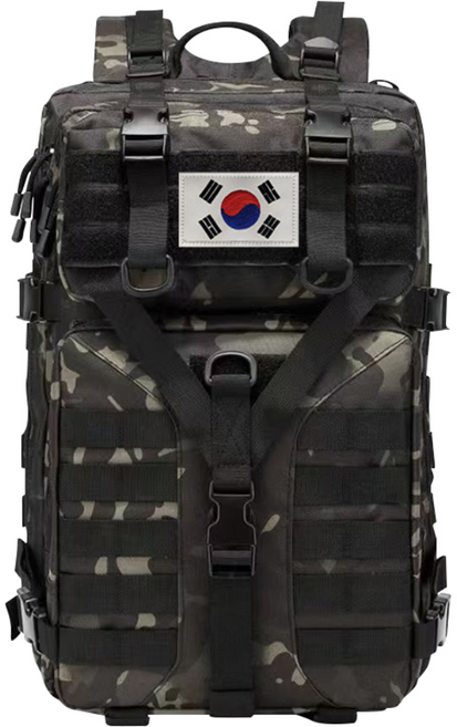 군인 전용 전술가방 대용량백팩+ 태극기, 900D 밀리터리 블랙