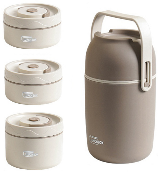 스타일닥터 스텐 보온도시락 직장인 학생 대용량 3단 분리형 도시락, 1개, 브라운