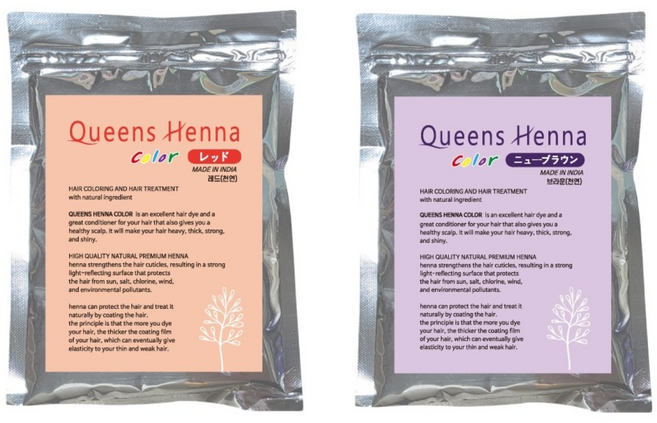 퀸즈 color 헤나염색약 퀸즈헤나염색약 정품 1+1 하나사면하나더, [천연]레드+[천연]뉴브라운, 1개