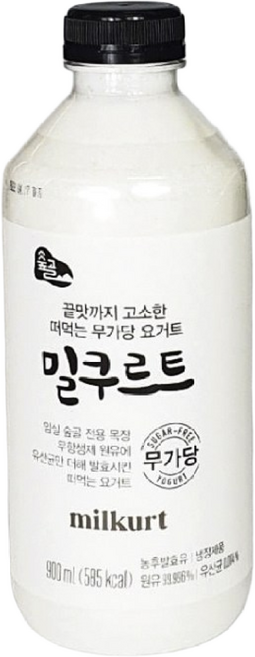 숲골 무가당 밀쿠르트 임실치즈마을 농후발효유 떠먹는 요거트 900ml, 1개