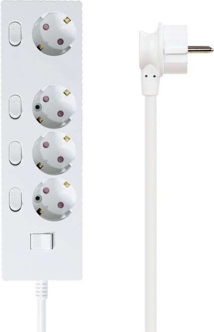 파워존 자동소화 4000W 고용량 웨이브 개별스위치 과부하차단 4구 멀티탭 50cm 1.5m 3m 5m 7m, 자동소화 개별스위치 4구 3m 화이트, 1개