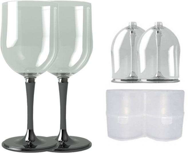 캠핑와인잔 휴대용 피크닉 미니 아웃도어 안깨지는 보소코리아, 2인용 블랙, 1개