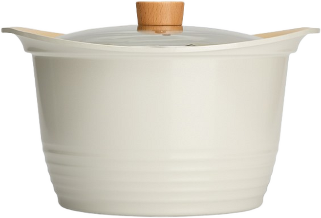 키친아트 안전한 세라믹 IH 베이지 인덕션 가스렌지 겸용 양수 전골 편수 종합 냄비 신혼 자취 선물세트, 베이직IH곰솥 26CM, 1개