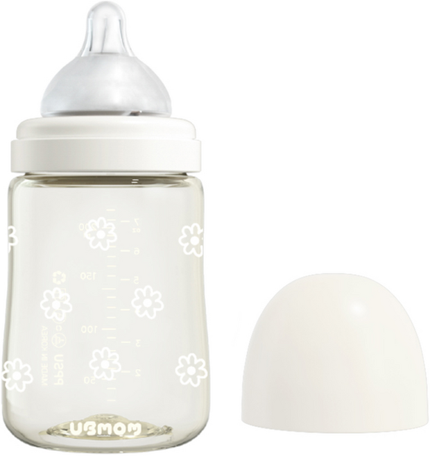 유비맘 시그니처 PPSU 배앓이방지 젖병 + 젖꼭지 세트, 화이트, 200ml, 1개