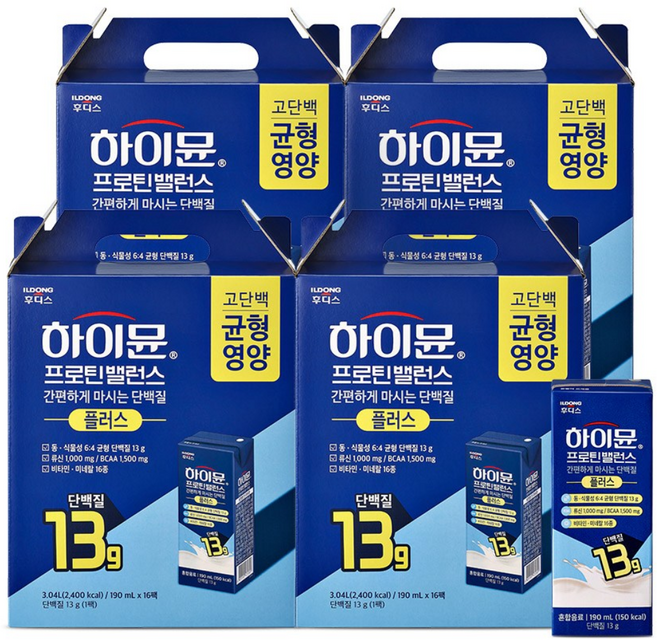 하이뮨 프로틴 밸런스 음료 플러스(13g), 190ml, 64개