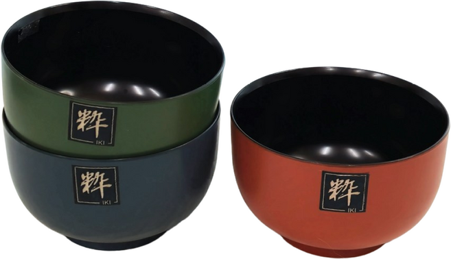 일제 칠기 IKI 밥공기 밥그릇 돈부리 세트, 5개, 초록