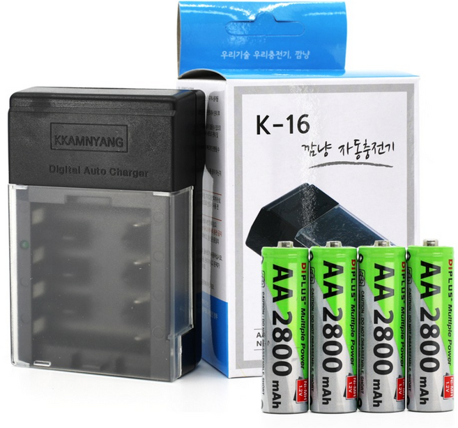 국내생산 깜냥 충전기+AA충전지 4알 세트 건전지, 1개