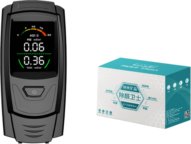 포름 알데히드 측정기 센서 감지기 가정용 새집증후근 검사, 포름알데히드 검출기 + 나노미네랄 크리스탈 10상자 5