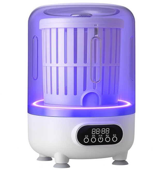 BLACK K7 탈수 가능한 소형세탁기 무선 충전식 여행용 휴대용 3L 양말 속옷 미니 세탁기 HP-909, 화이트