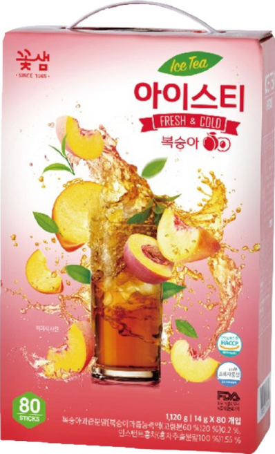 꽃샘 아이스티 복숭아 80T, 1개, 80개입
