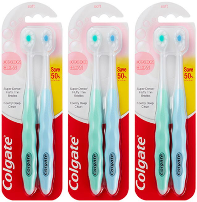 콜게이트 쿠션 클린 칫솔, 3개, 2개입
