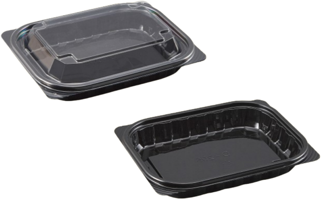 에스제이케미칼 반찬 샐러드 포장용기 205 블랙 300개 세트 용기 뚜껑 포함, 1박스