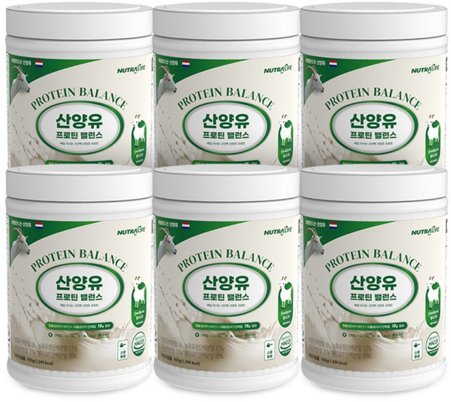 뉴트라라이프 산양유 프로틴 밸런스 450g (15일분), 6통/90일분