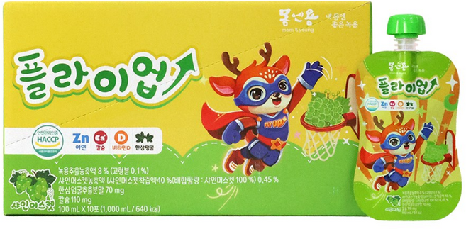 [몸엔용] 유아녹용 어린이녹용 FlyUp 플라이업 샤인머스켓맛, 10개, 100ml