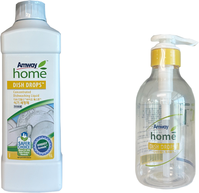 [100%정품]암웨이 디쉬 드랍스 바이오퀘스트 식기세정제+희석용기, 1세트, 1L
