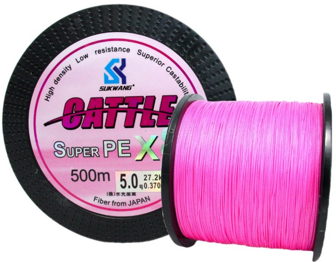 [당일출고] CATTLE 일본원사 내마모성 PE라인 합사줄 핑크 500m 8합사 합사, 1개, 캐틀핑크-2.0, 캐틀핑크