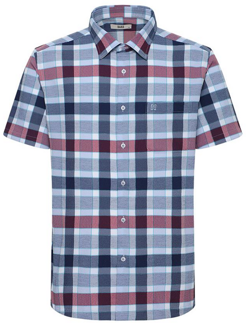 닥스셔츠 [26년SS신상품][백화점인기상품] 시원한 지지미 소재가 적용되어 착용감이 쾌적한 네이비 미디움체크 레귤러핏 반팔셔츠