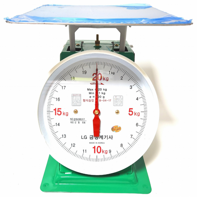 금성계기사 지시저울 20kg 접시저울 시장저울 아날로그저울 계량저울 앉은뱅이저울 계량저울 스테인리스 접시, 없음