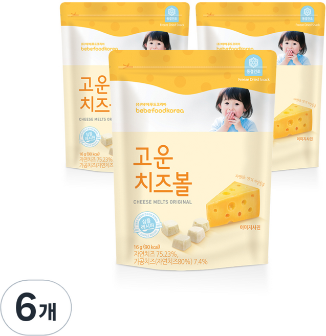 베베푸드 고운 치즈볼, 16g, 6개, 치즈