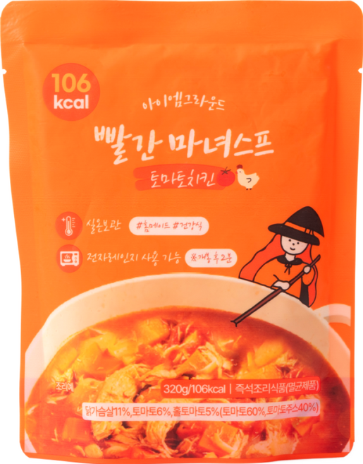 아이엠그라운드 실온보관 빨간 치킨 마녀스프 치킨 닭고기 일주어터 다이어트스프 스튜 식사대용, 320g, 10개