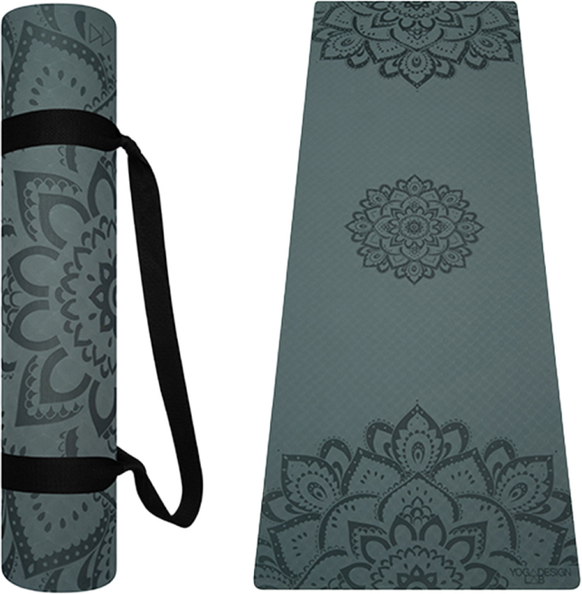 요가디자인랩 플로우 퓨어 매트 6mm 만다라 차콜, 단품, 1개
