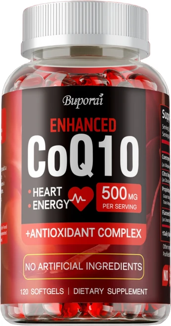 CoQ10 500MG - 심장 건강 및 에너지 생성을 위한 CoQ10 보충제 120 소프트젤 - 코엔자임 Q10이 함유된 강화된 CoQ10 영양 보충제, 1개, 60정 - 쿠팡