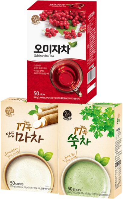 송원 17곡 안동마차 50T +쑥차 50T +오미자차 50T, 17g, 1개