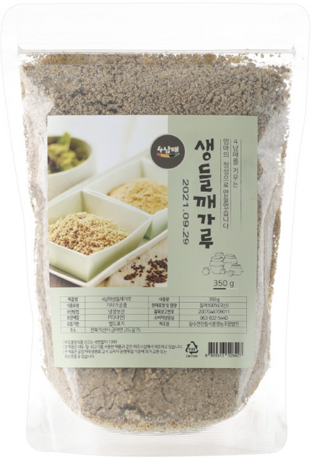 4남매 생들깨가루 / 국내산 100% / 볶지않고 만들어 맛과향이 그대로 / 생들깨 3회 거피, 350g, 1개