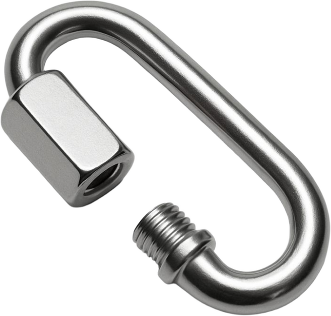 퀵링크(스텐) 스텐비너 카라비너 캠핑 등산고리 로프 클립 D형 카라비나 강철비너 소형 M4(5개입), 5개, 스텐 퀵링크