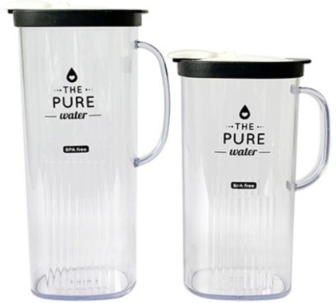 BPA free 비피에이 프리 플라코 심플 퓨어보틀 정사각 손잡이 냉장고 물병 2P 세트 1.5L 1.8L, 블랙, 1.8L(2개세트)