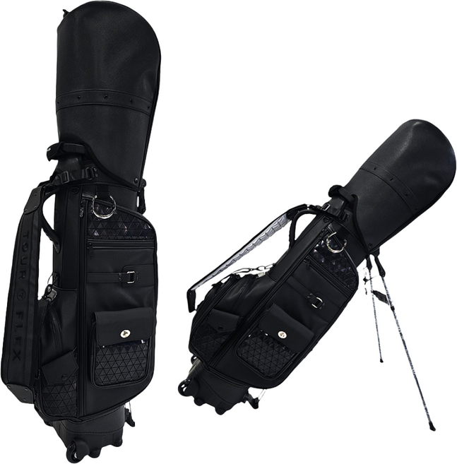 투어플렉스 휠 스탠드백 골프백 바퀴 캐디백 남성 여성 공용, 블랙