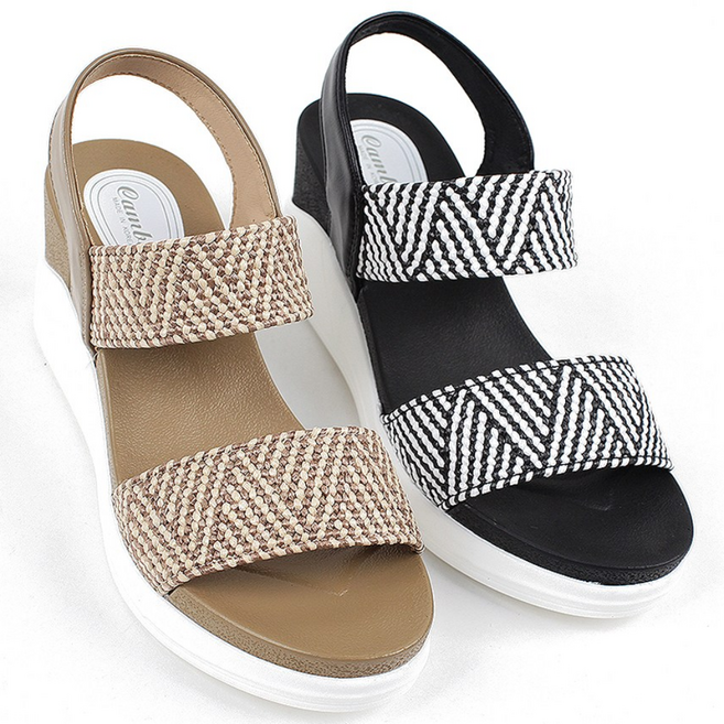 [국내제작] 여성 여름 샌들 통굽 쿠션 슬링백 여성 웨지 7cm