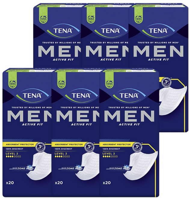 테나 맨 20매 6팩 레벨2 남성전용 요실금패드 성인용기저귀, 20매입, 6개