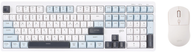 지클릭커 풀윤활 멤브레인 무선 블루투스 무소음 키보드 마우스 세트, 일반형, 화이트마린, WK115B