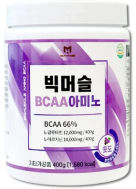 빅머슬 BCAA 아미노 포도맛 헬스 에너지 보충제, 1개, 400g - 쿠팡