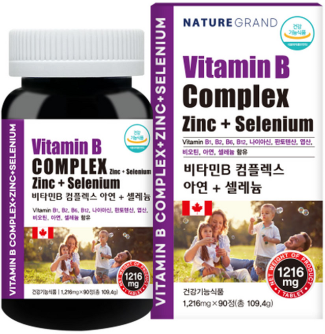 네이처그랜드 비타민B컴플렉스 아연 셀레늄 활성비타민B 1216mg, 90정, 1개