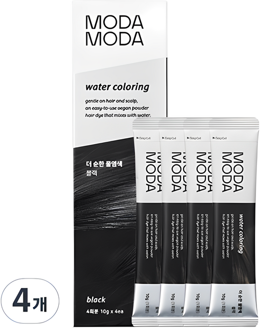 모다모다 더 순한 물염색 4p, 블랙, 4개