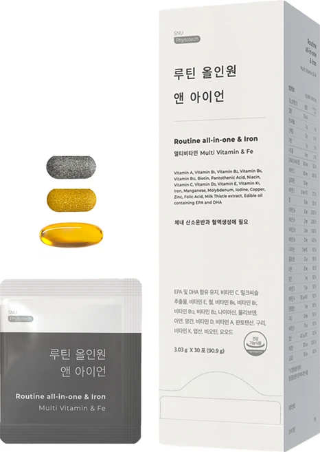 스누파이토텍 국대비타민 루틴 올인원 앤 아이언 멀티비타민 철분제 3 030mg, 30회분, 1개 - 쿠팡