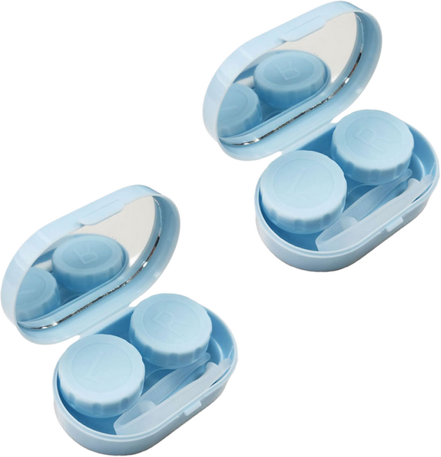 리르베르 1+1 파스텔 렌즈 케이스, 블루, 2개