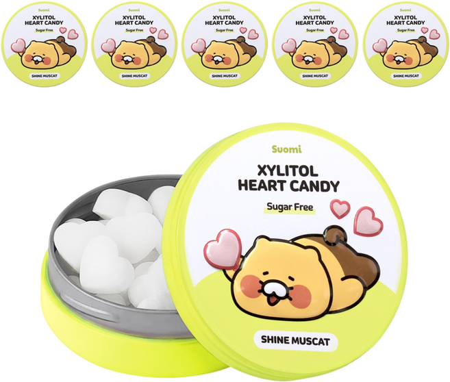 Suomi 춘식이 자일리톨 하트 캔디 샤인머스캣향, 40g, 6개