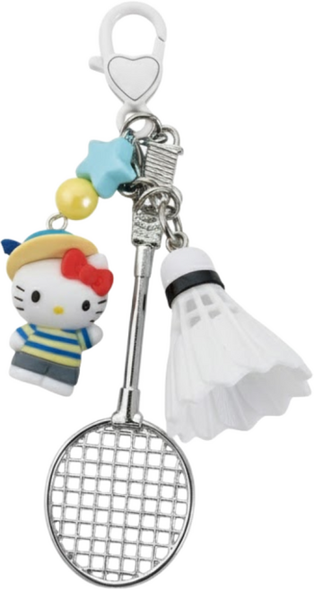 블랙번 키티 스포츠 라켓 키링 열쇠고리, 배드민턴, 1개