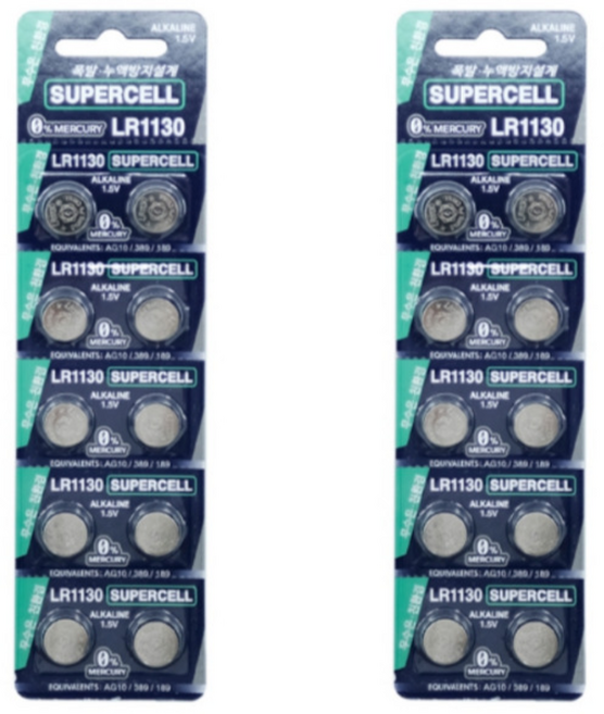 슈퍼셀 알카라인 버튼 건전지 LR1130, 10개입, 2개