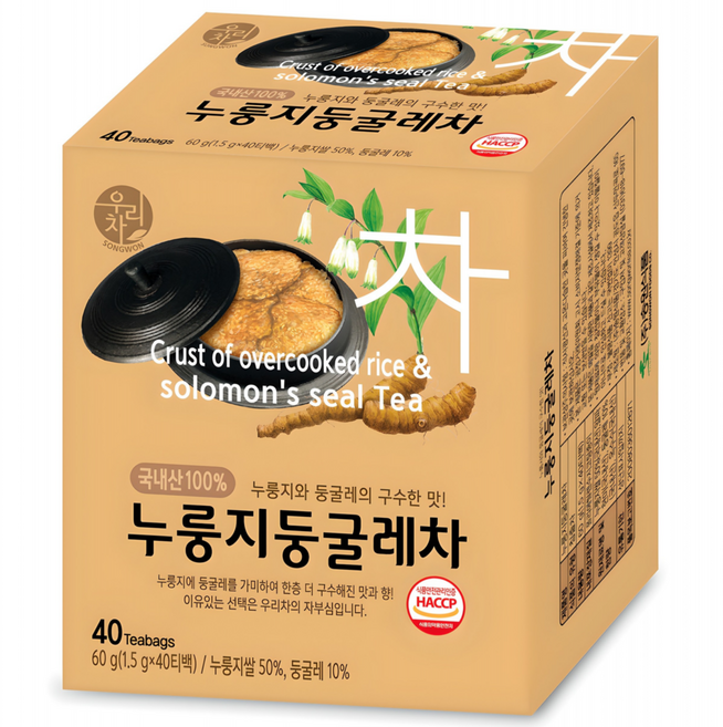 우리차 누룽지 둥굴레차, 1.5g, 40개입, 1개