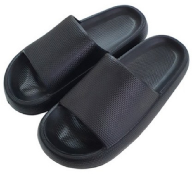 말랑말랑 마카롱 층간소음 슬리퍼 거실화, 블랙, 1개