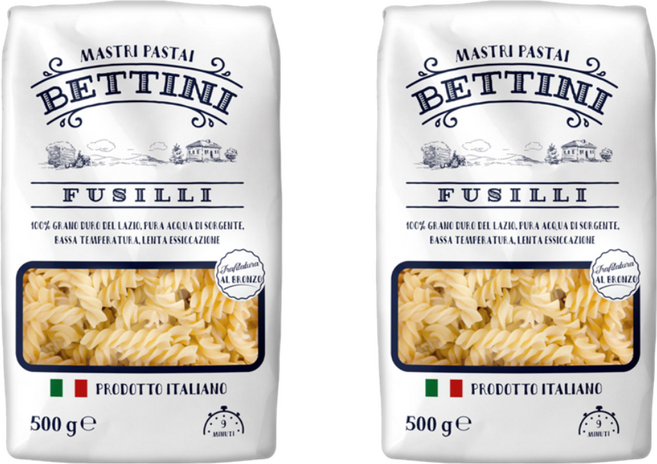 베티니 100% 이탈리아 듀럼밀 무염 푸실리 파스타면, 2개, 500g