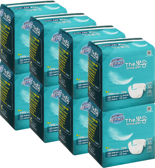 7+1 더뽀숑(The뽀숑) 프리미엄 성인용 겉기저귀(하루종일 매직벨트), 8개, 20개입