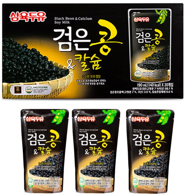 삼육두유 검은콩 앤 칼슘 파우치, 190ml, 20개