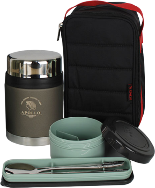 APOLLO 신제품 아폴로보온도시락(APL-1300S) 보온밥통 보온죽통 보온통, (APL-1300S)카키그레이